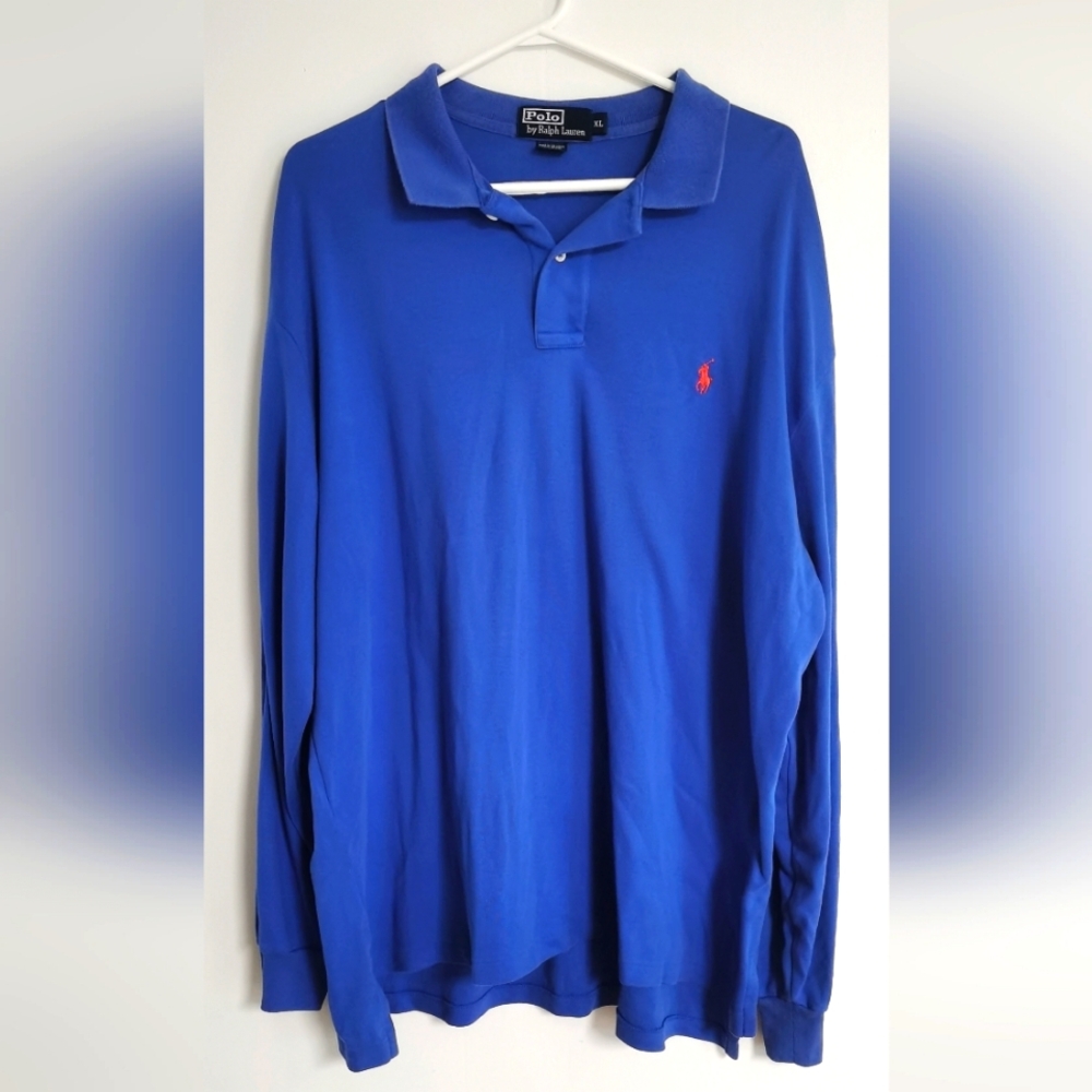 Polo Ralph Lauren Polo Shirt Men's XL Blue Knit Long Sleeve